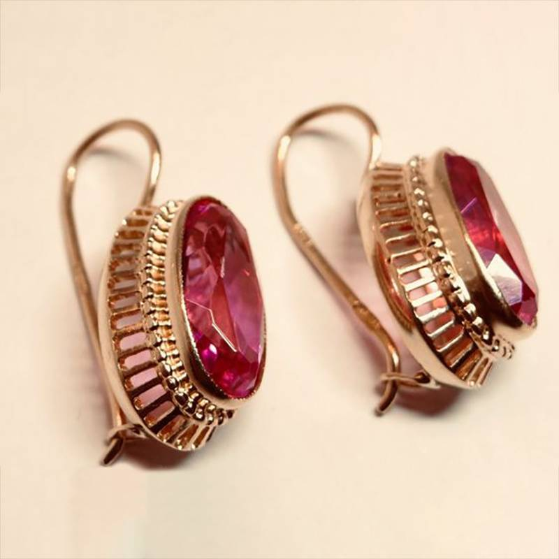 Vintage Ohrringe mit rosa Kristallrose