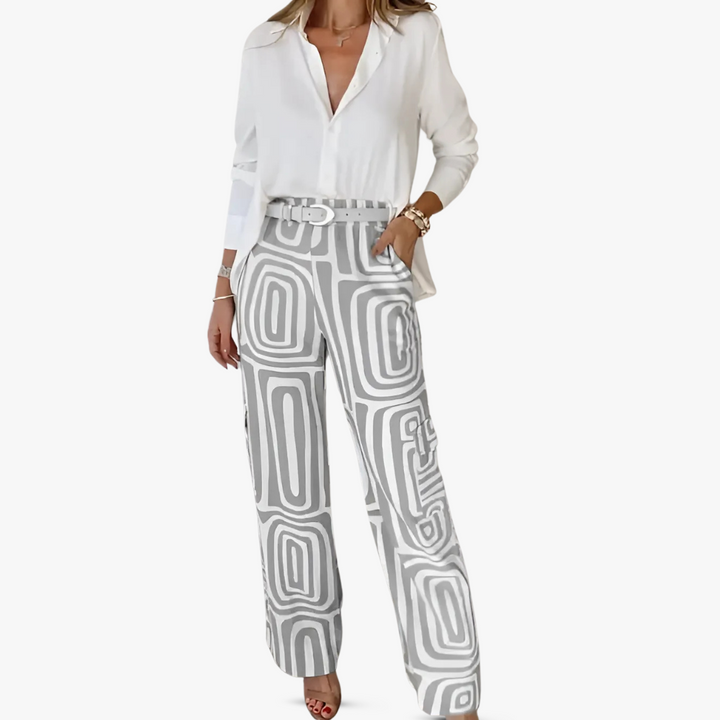Isabella | Stilvolles Set aus Leinenhose und Bluse