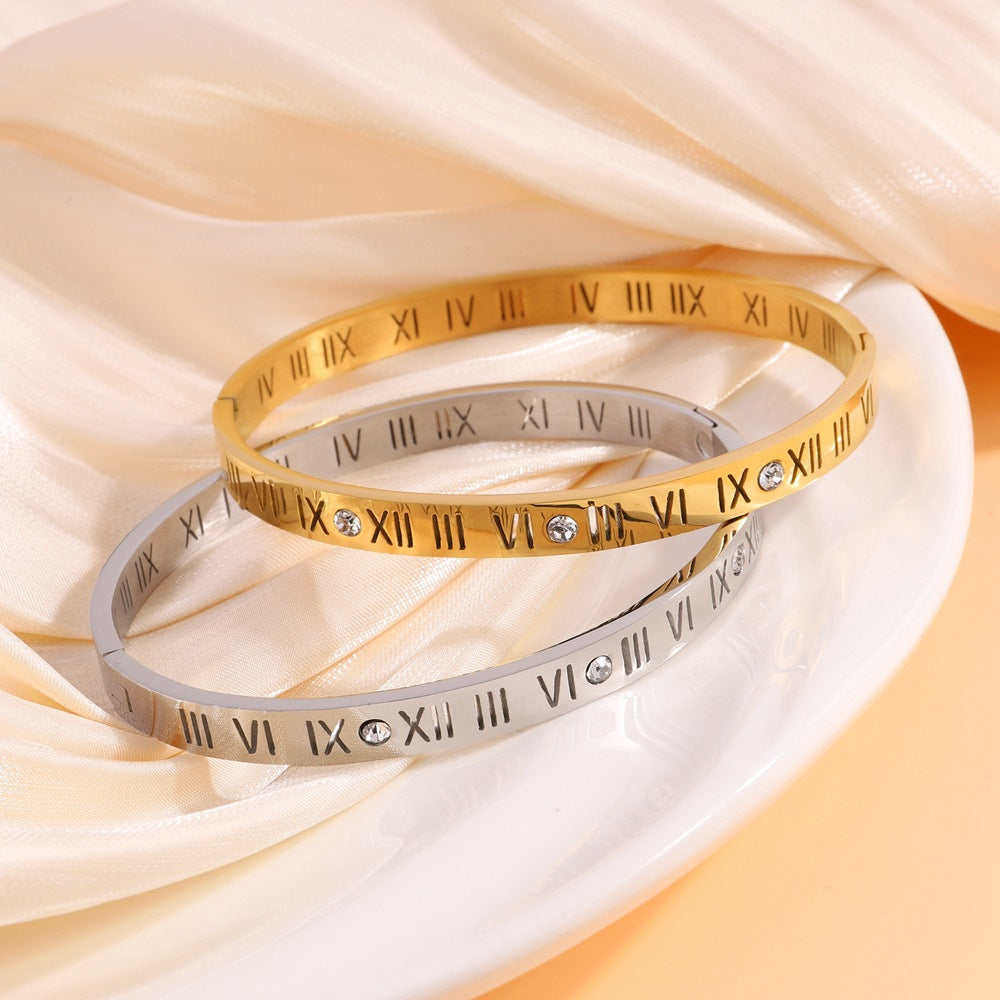 Titanarmband mit römischen Ziffern