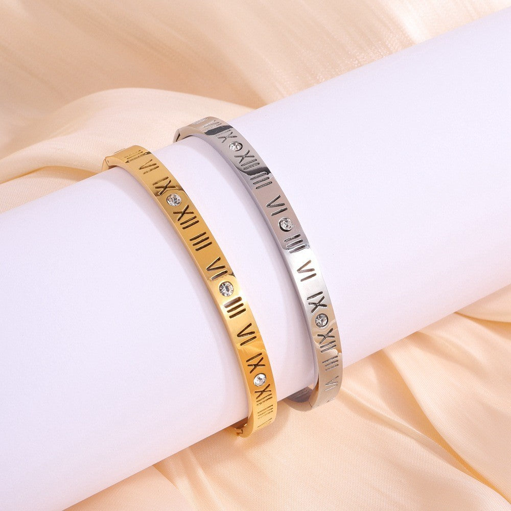 Titanarmband mit römischen Ziffern