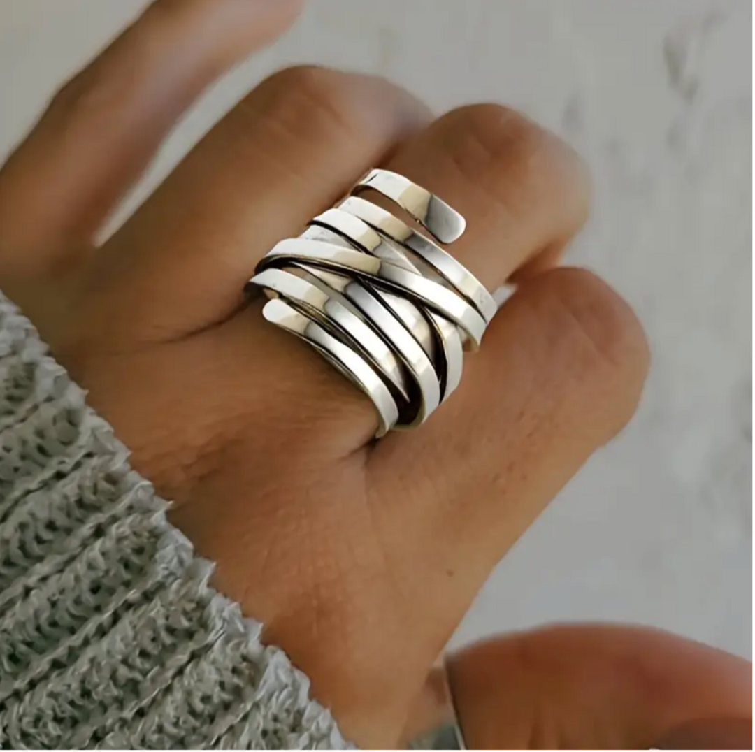 Vintage Silberring im dicken Layer-Design