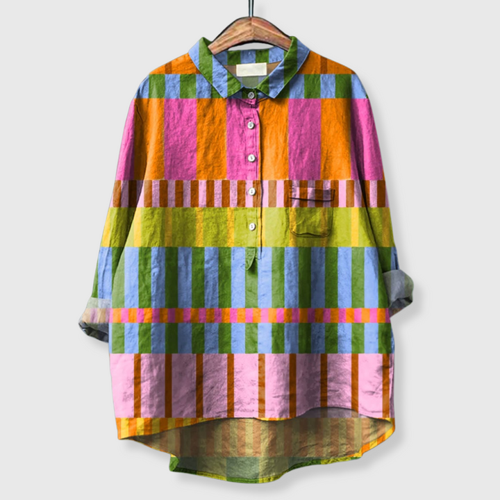 Ambra | Geometrische Leinenbluse