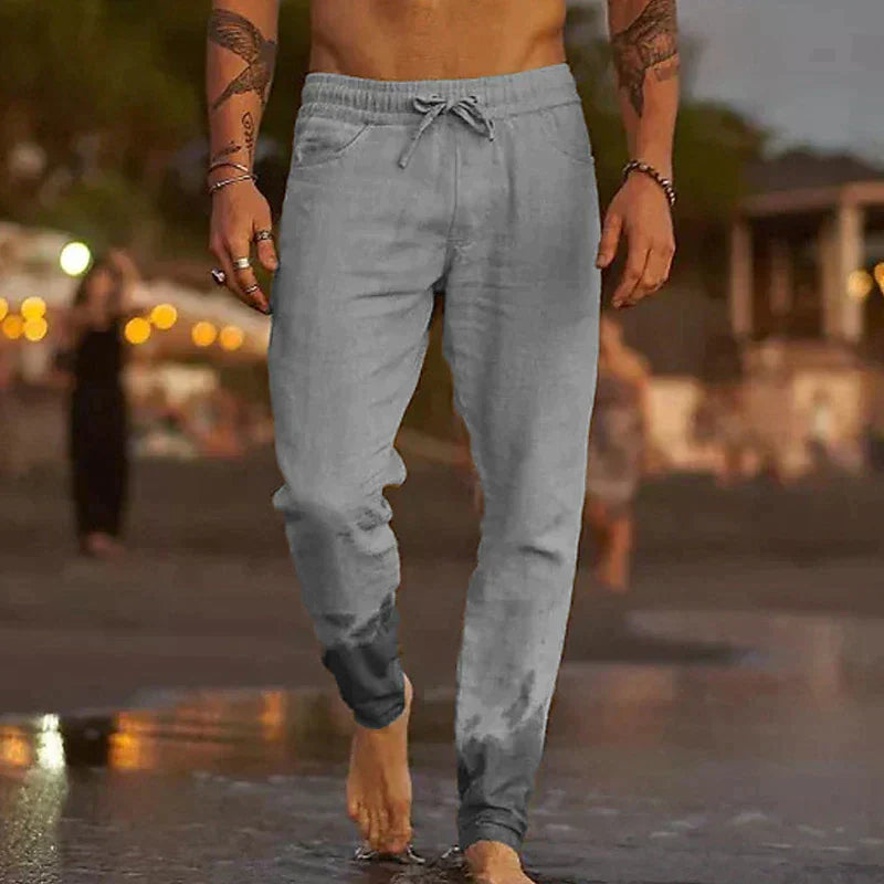 Herren Leinenhose | Leichte Sommerhose mit Kordelzug