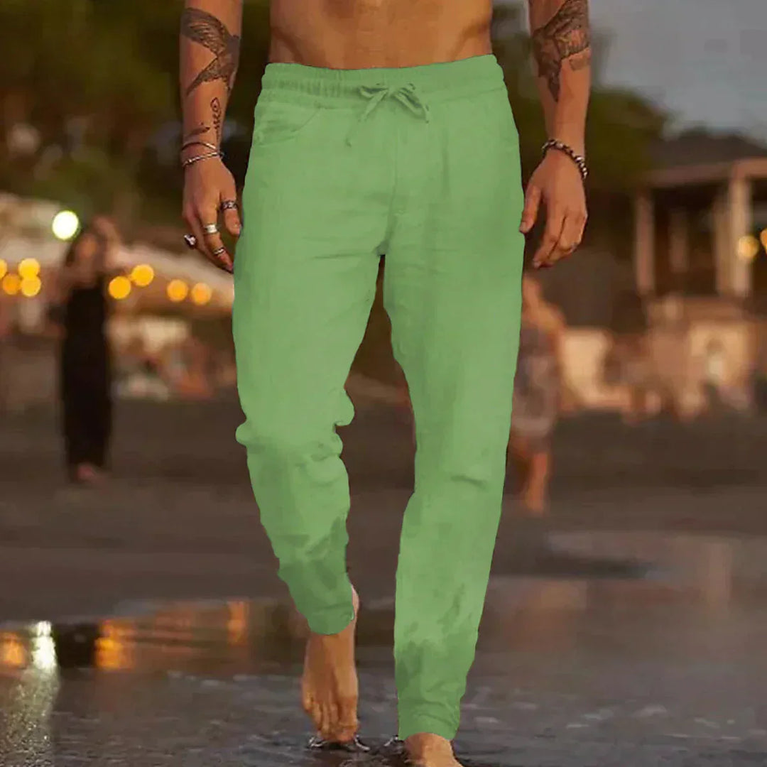 Herren Leinenhose | Leichte Sommerhose mit Kordelzug