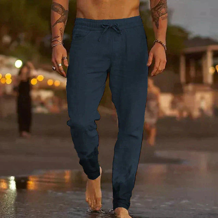 Herren Leinenhose | Leichte Sommerhose mit Kordelzug
