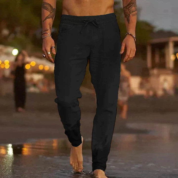 Herren Leinenhose | Leichte Sommerhose mit Kordelzug