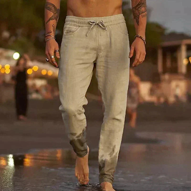 Herren Leinenhose | Leichte Sommerhose mit Kordelzug