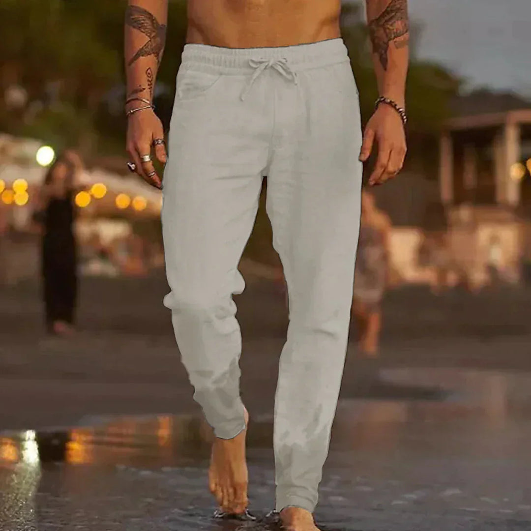 Herren Leinenhose | Leichte Sommerhose mit Kordelzug