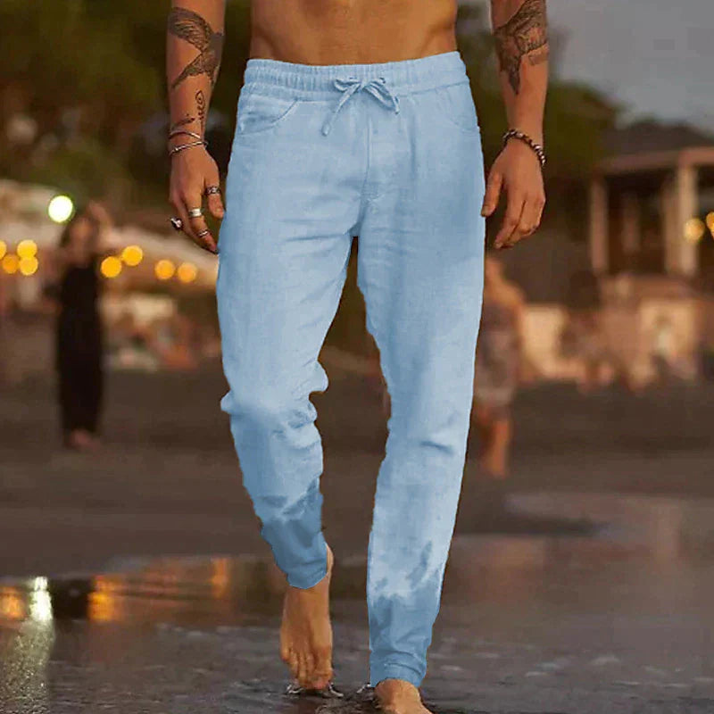 Herren Leinenhose | Leichte Sommerhose mit Kordelzug